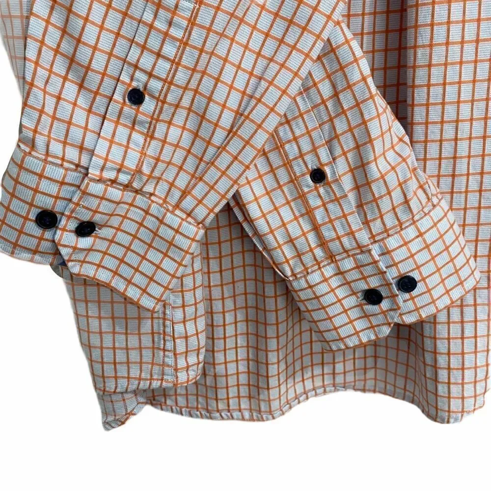 Tasso Elba Grid Pattern Button Down Shirt Blue